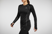 Women's Hiking Top/ UV Protection shirt. woman wearing the top in black